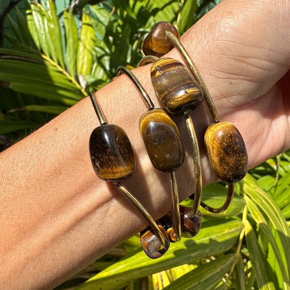 450. ONE Handmade on Maui Tigers Eye bead & nugget Stretch Bracelet